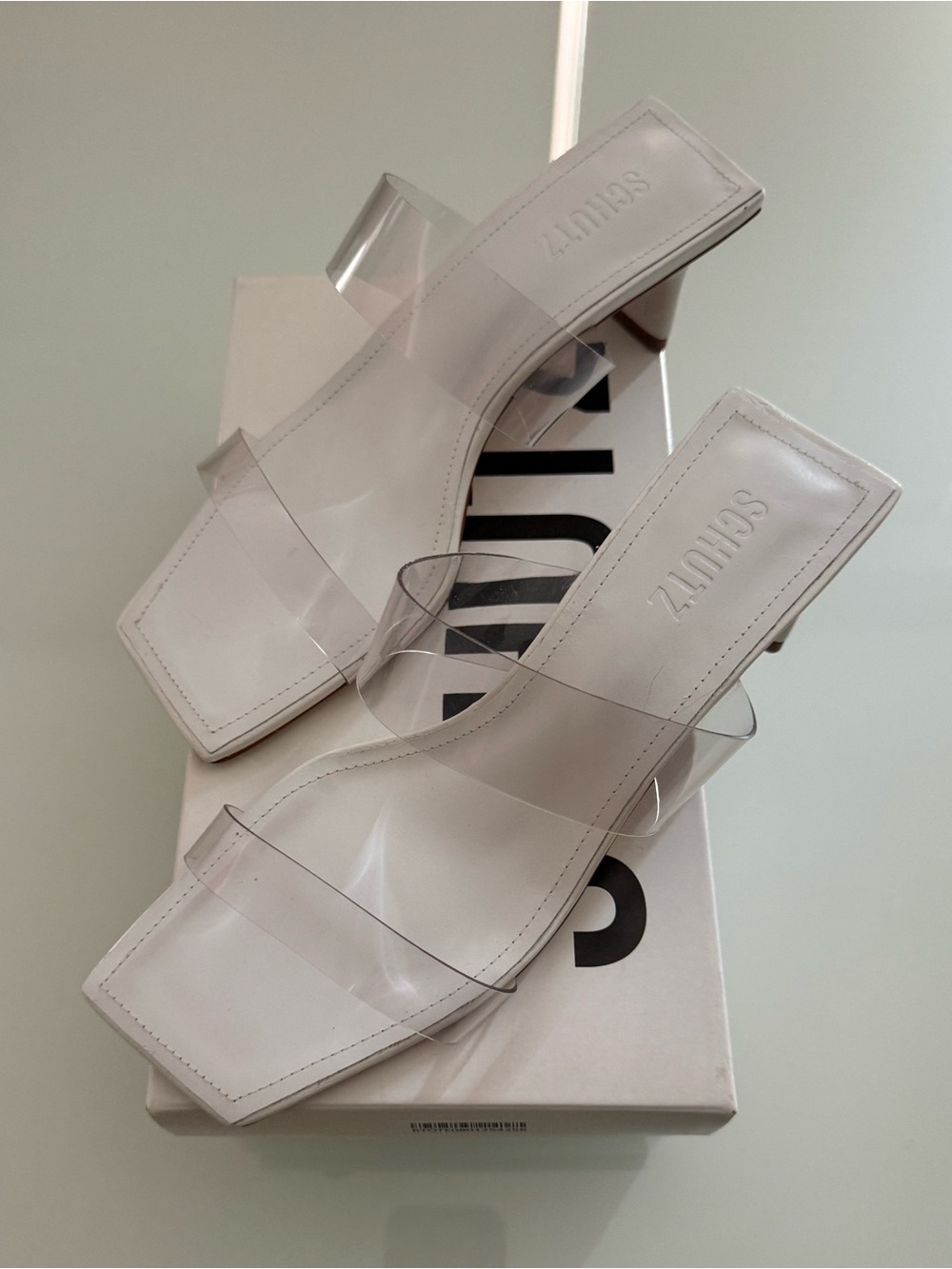 SCHUTZ Ariella Tab Mid Sandal in White - Size 8